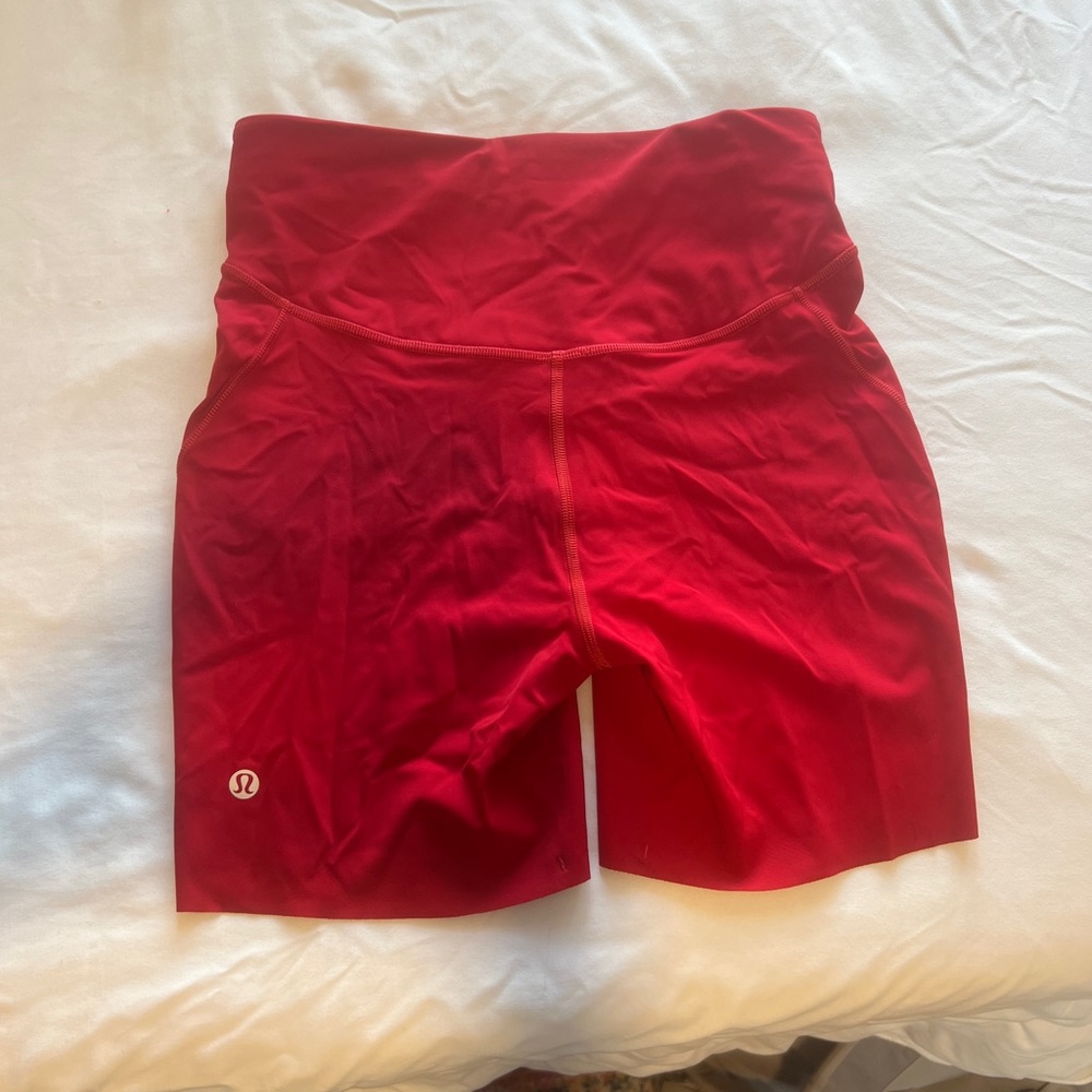 Lululemon Base Pace Red Biker Short Size 6